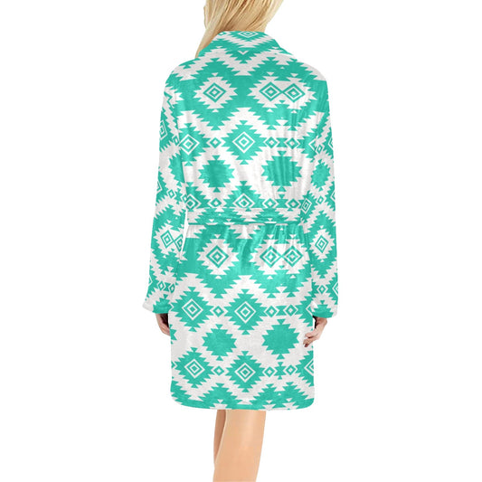 Baha Ranch Turquoise Aztec Women's Western Bath Robe