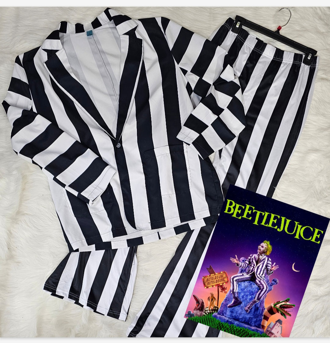 Baha Ranch Beetlejuice Striped Flare Pants