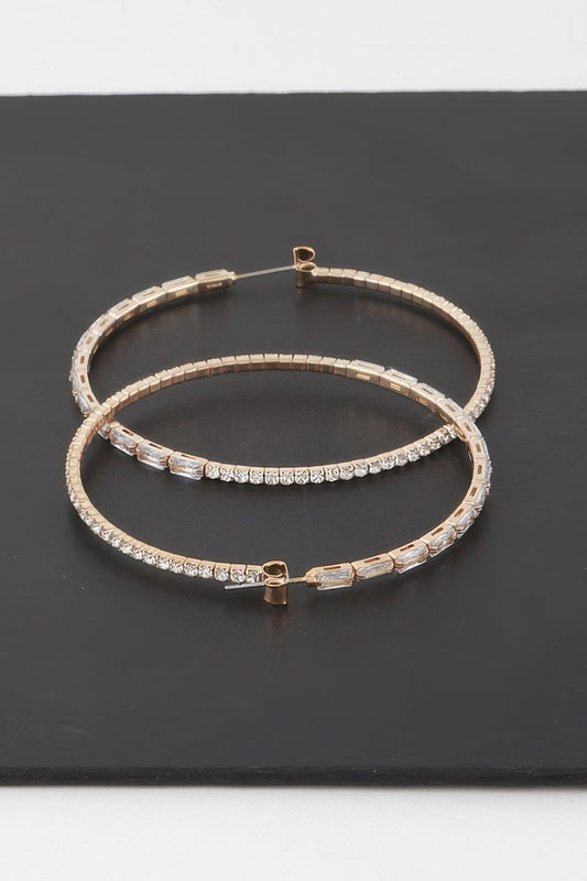 Rhinestone Crystal Hoop Earrings