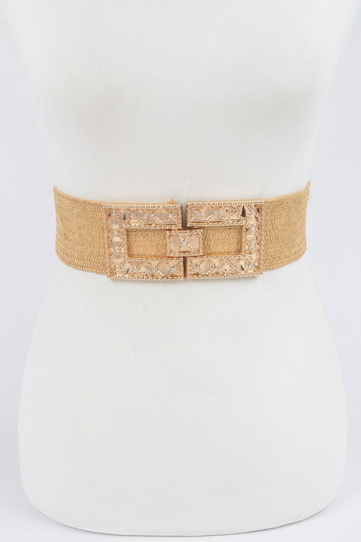 Rhinestone Buckle Plus Size Stretch Straw Belt