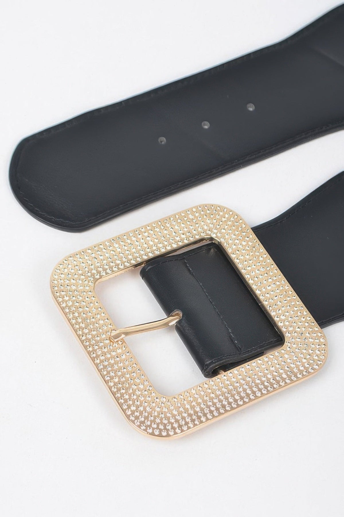 Rhinestone Square Buckle Plus Size Elastic Belt