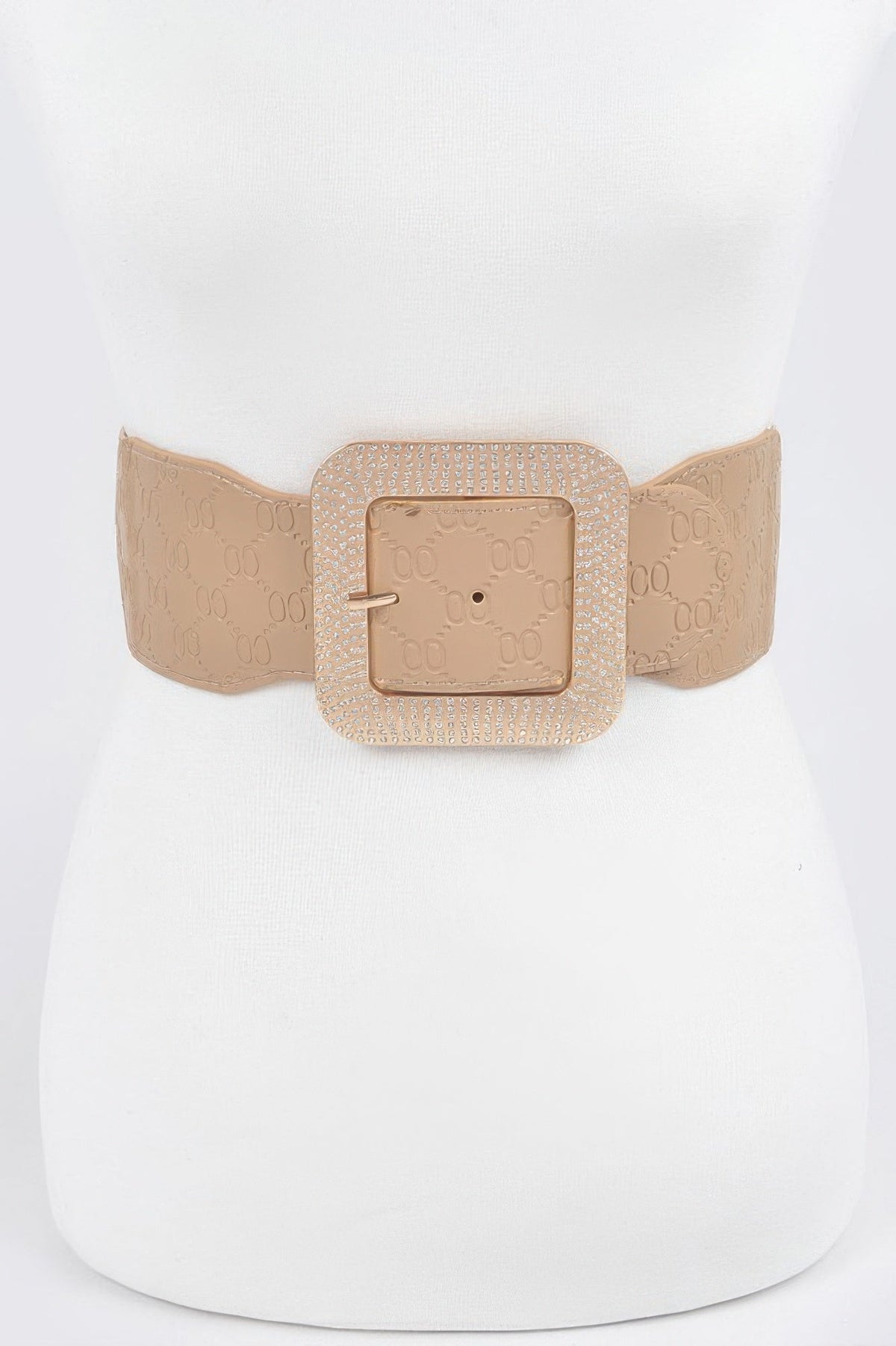 Big Rhinestone Buckle Embossed Plus Size Belt