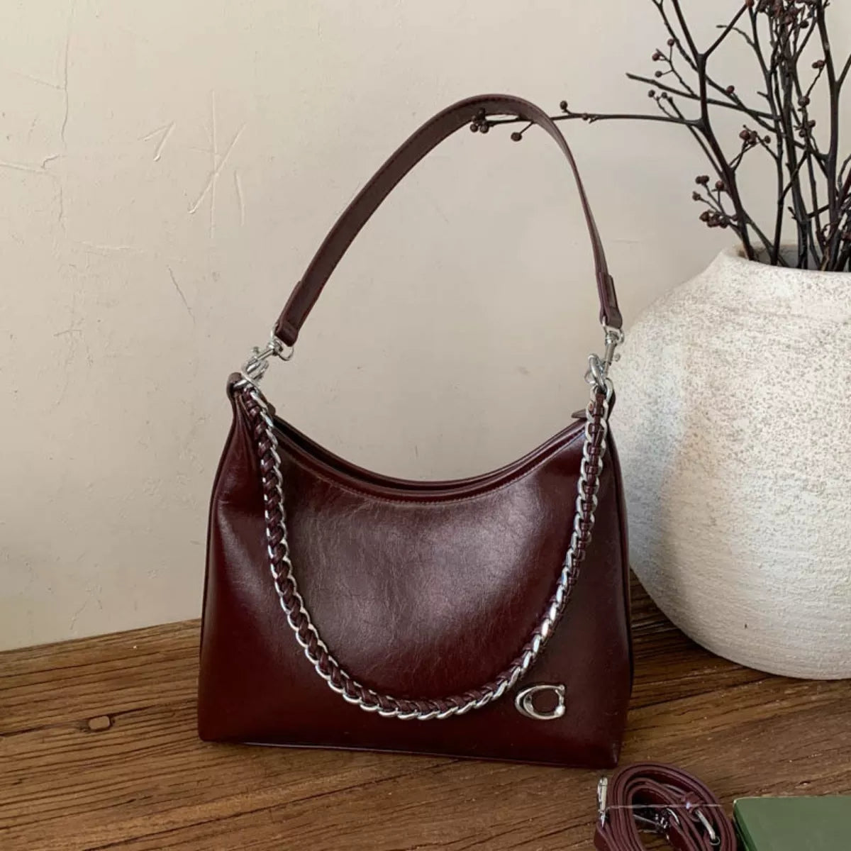 Chic Chain Accent Shoulder Bag