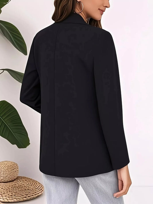 Plus Size Lapel Collar Single-Button Blazer