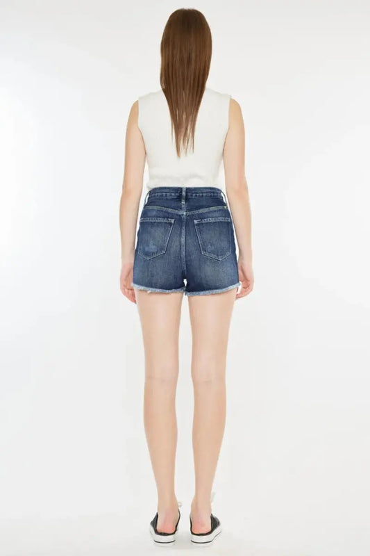 Women's Denim Shorts Raw Hem Button Fly | Trendsi