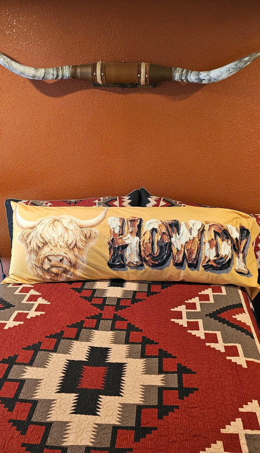 Baha Ranch Howdy Highland Western Body Pillow Made in America