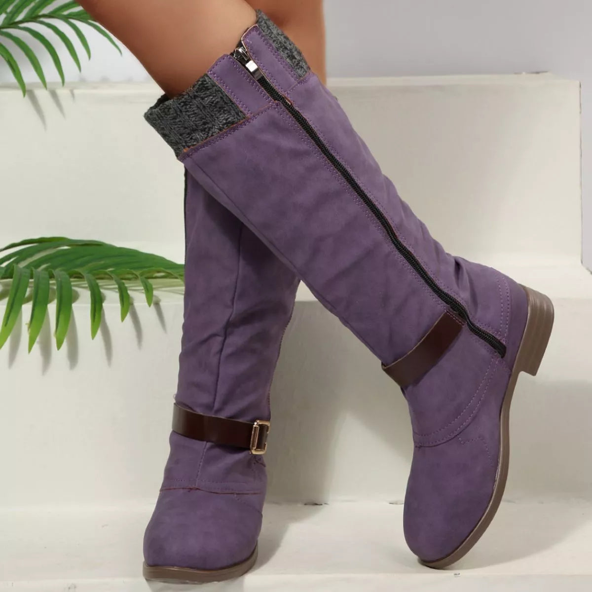 Round Toe Block Heels Boots