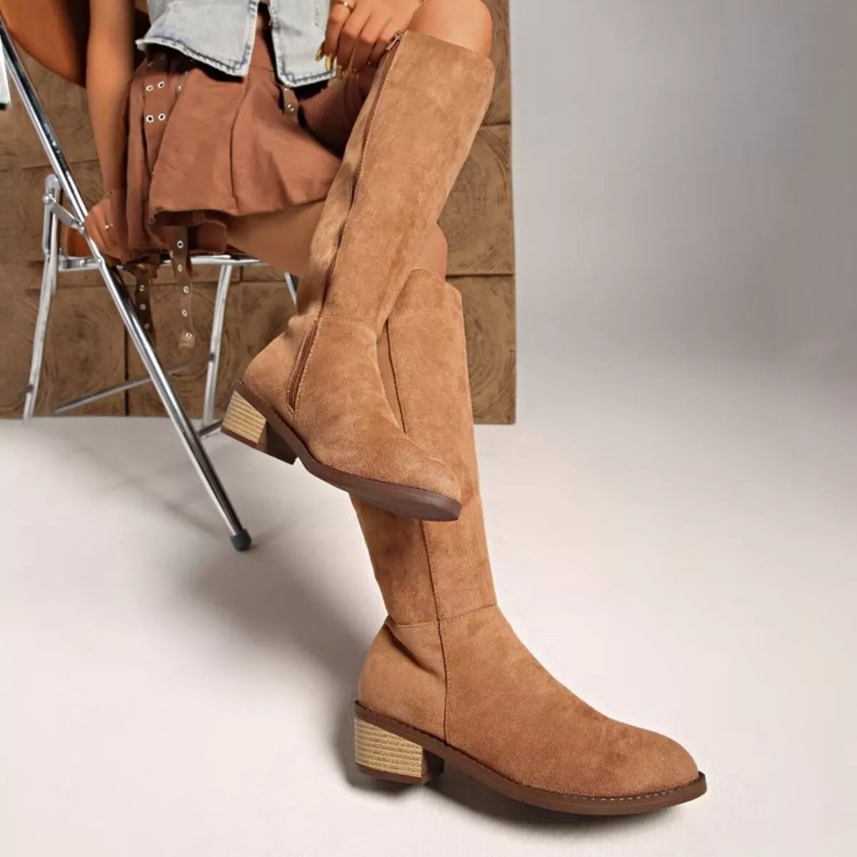 Knee-High Block Heel Boots