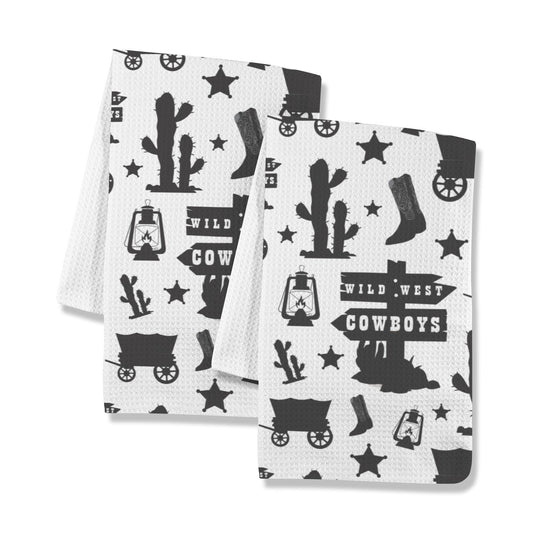 Baha Ranch Wild West Cowboys Set of 2 Dish Towels Made in America