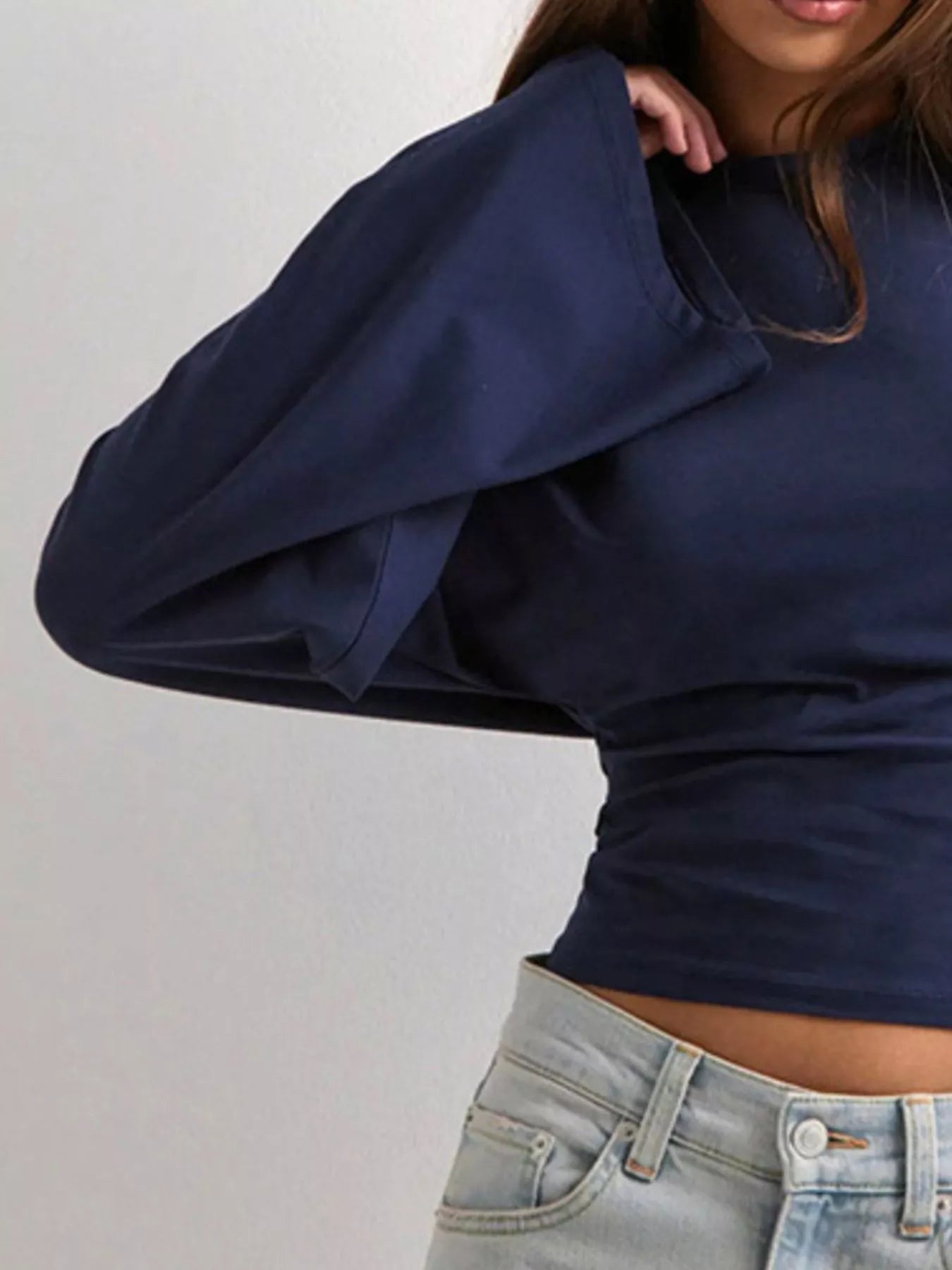 Full Size Long Sleeve Fitted T-Shirt Plus Size