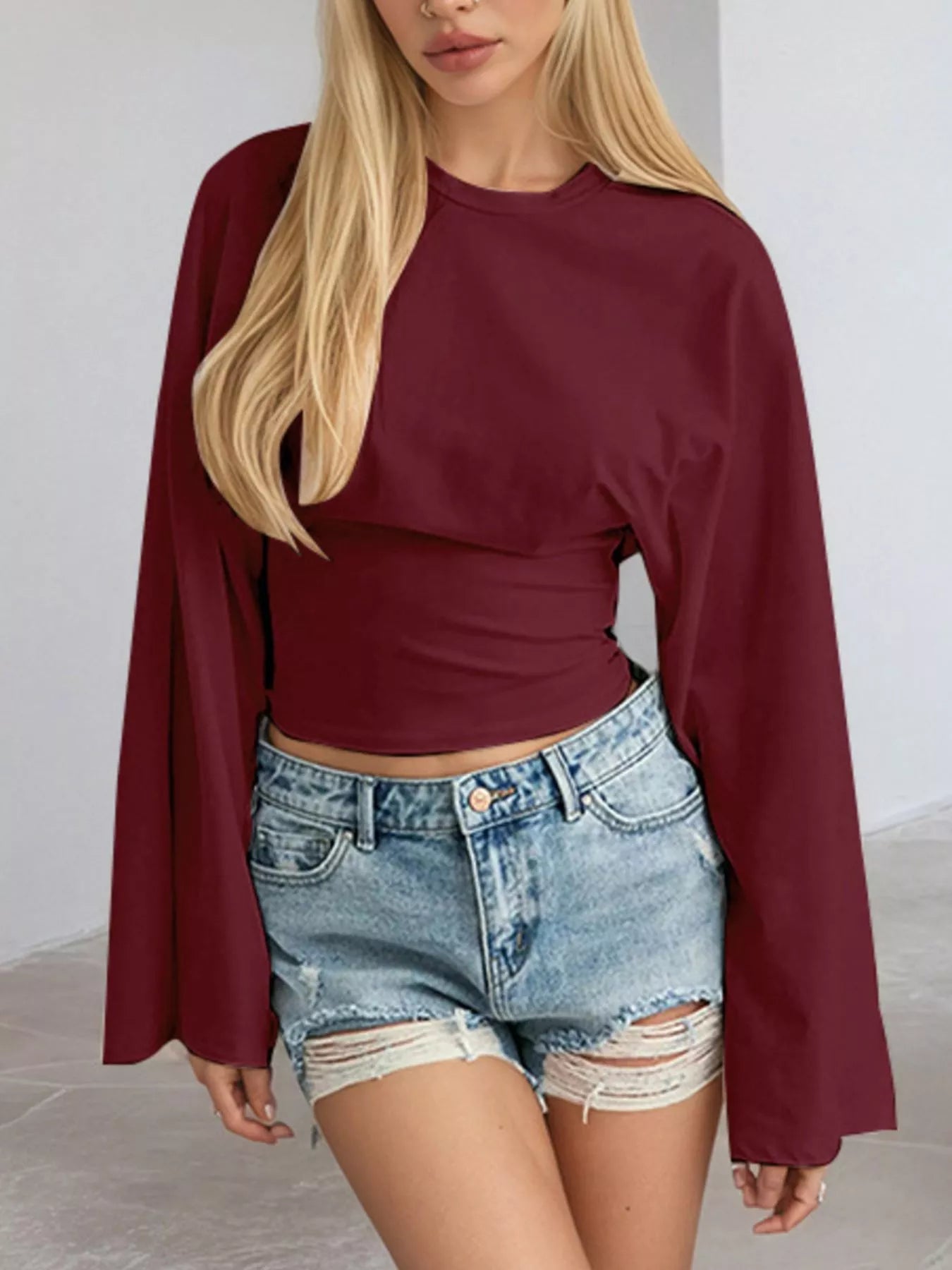 Full Size Long Sleeve Fitted T-Shirt Plus Size