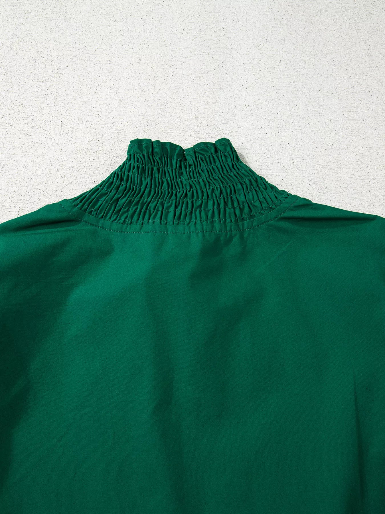 Puffy Flounce Sleeve Leopard Trim V Neck Blouse