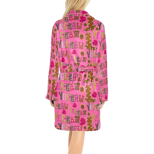 Baha Ranch Pink Yeehaw Women's Western Bath Robe
