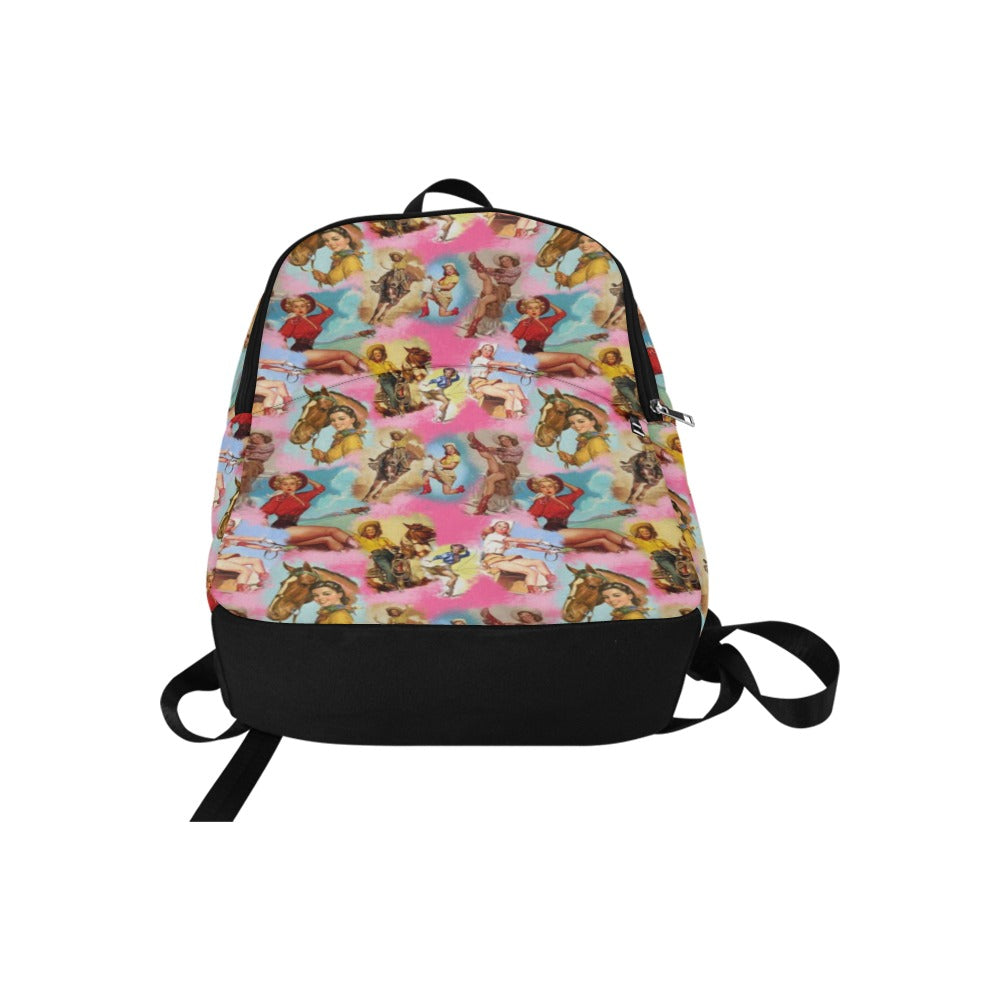 Baha Ranch Vintage Cowgirl Collage Backpack