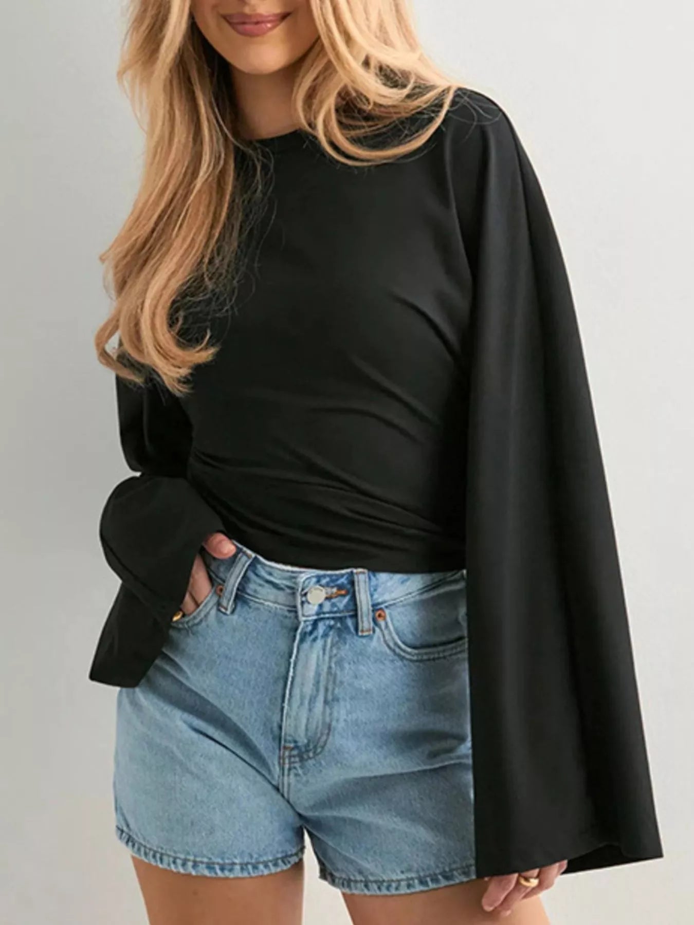 Full Size Long Sleeve Fitted T-Shirt Plus Size