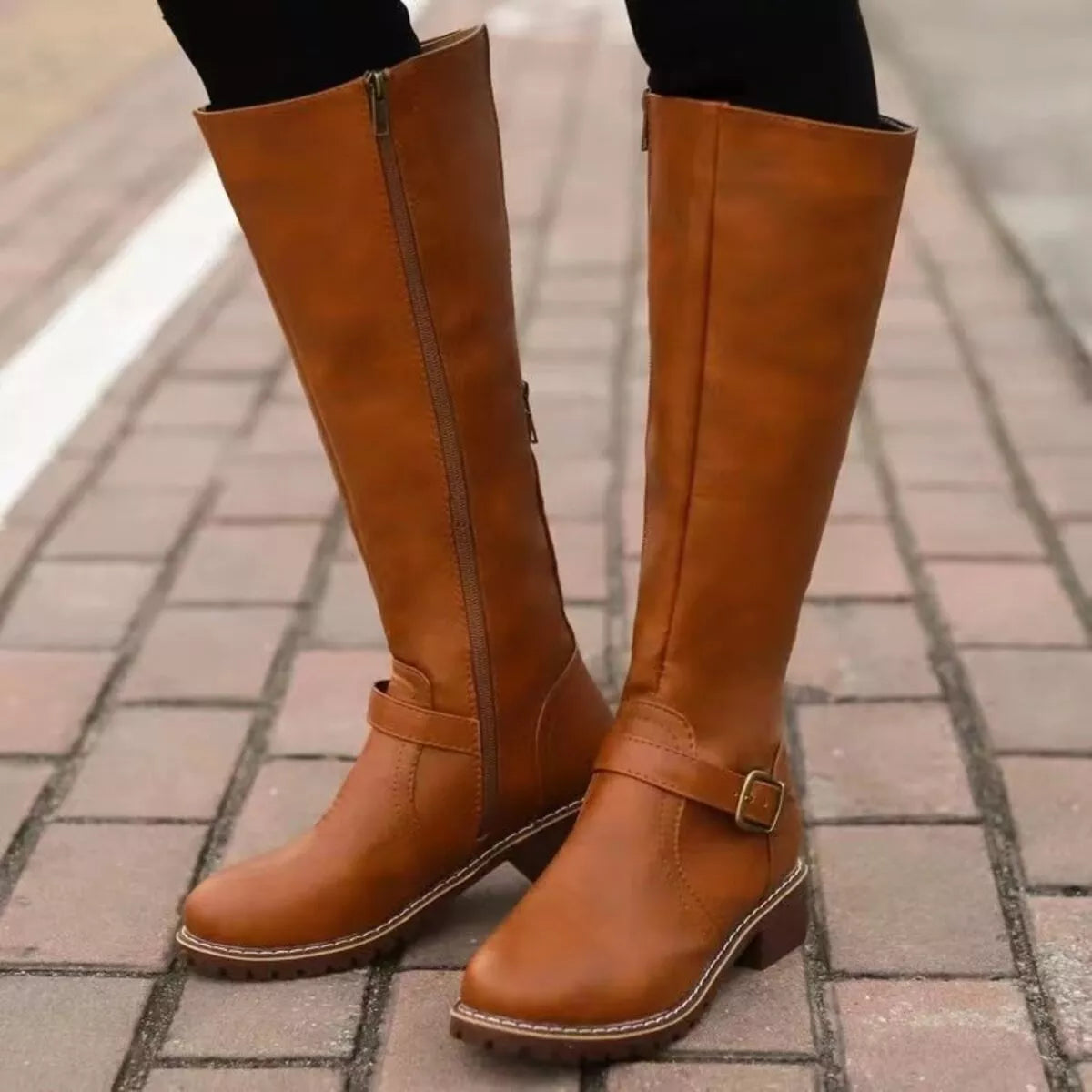 Round Toe Block Heels Boots