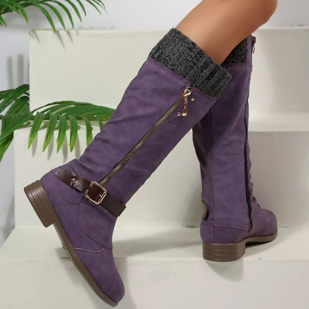 Round Toe Block Heels Boots