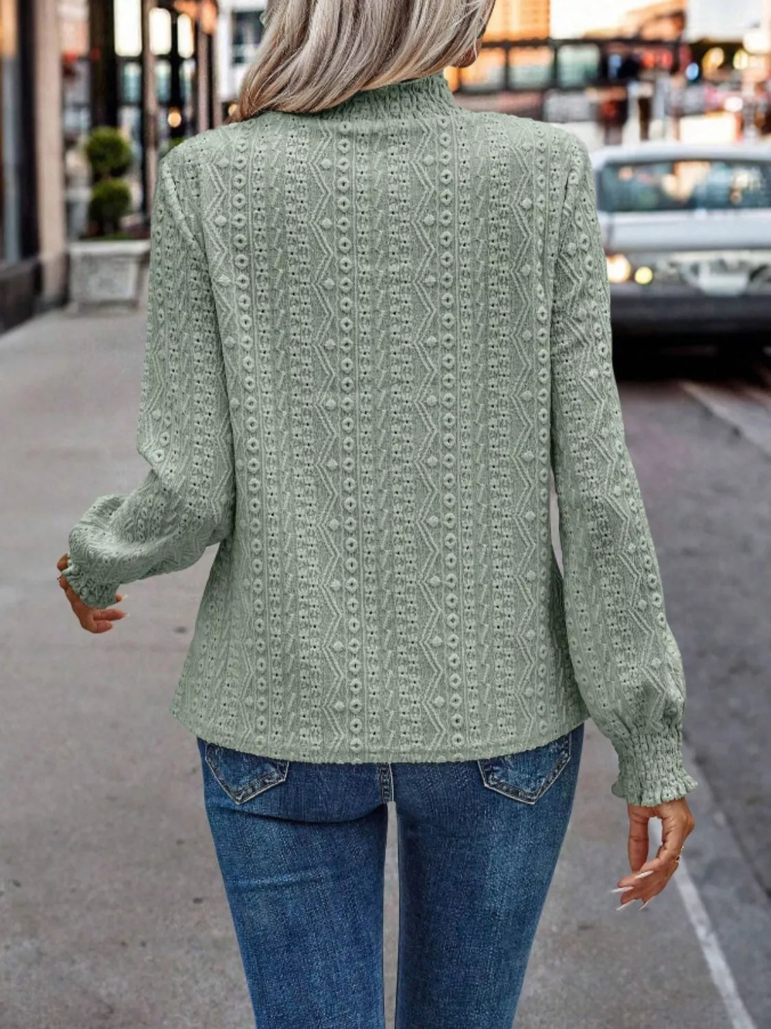 Eyelet Long Sleeve Blouse
