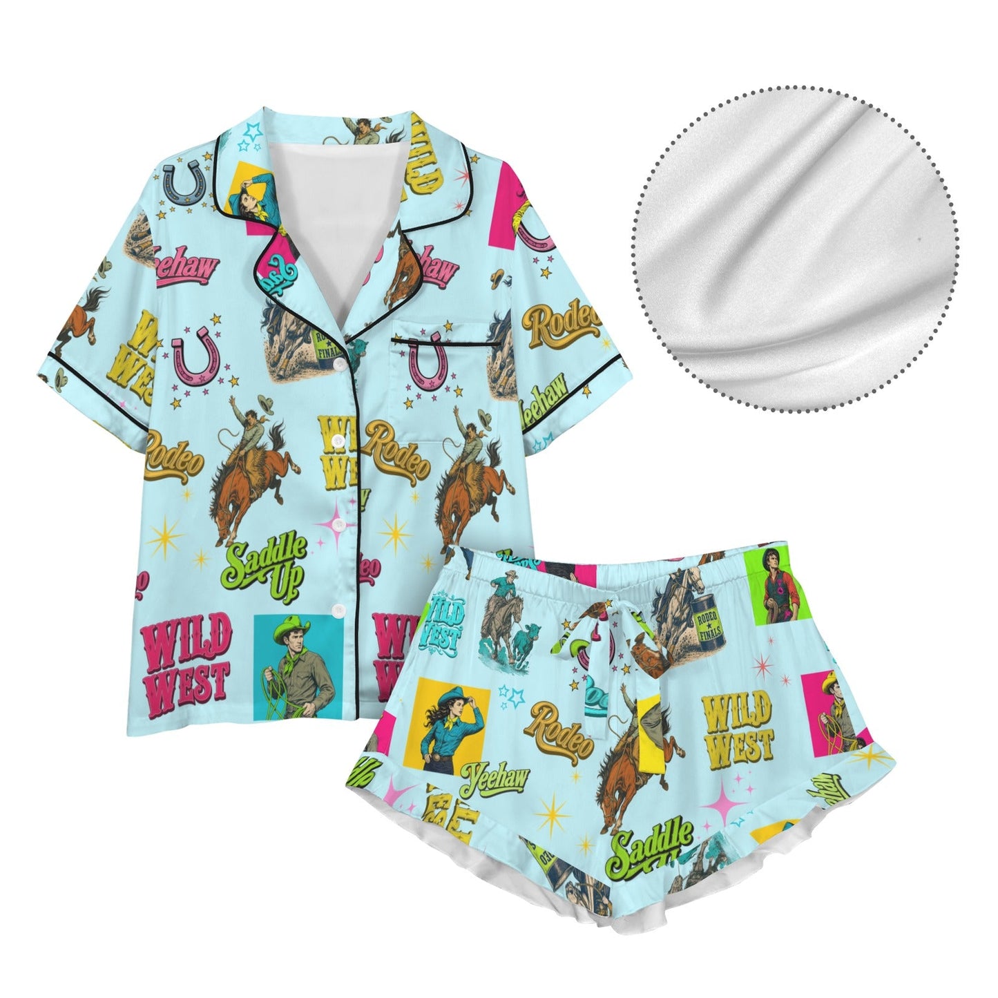 Baha Ranch The Last Roundup Western Rodeo Satin Pajama Set
