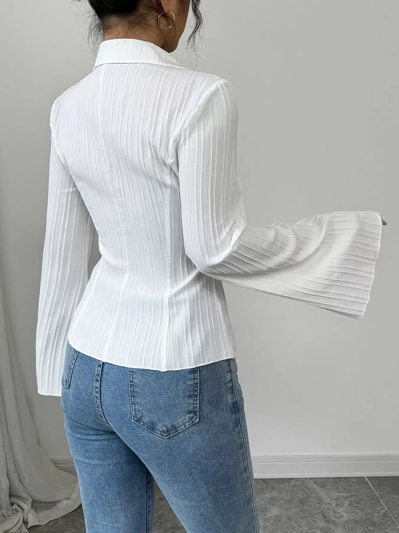 Flare Sleeve Button Up Shirt