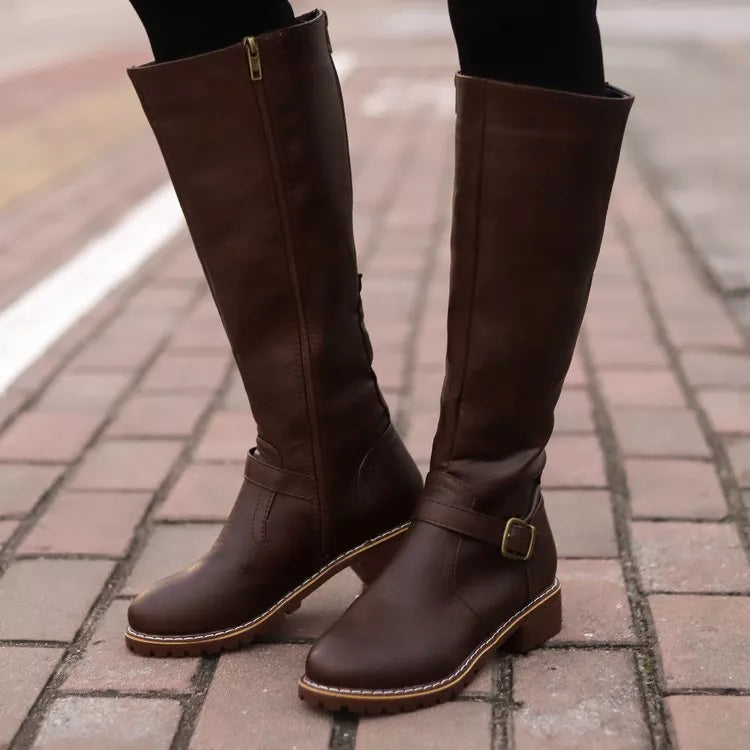 Round Toe Block Heels Boots