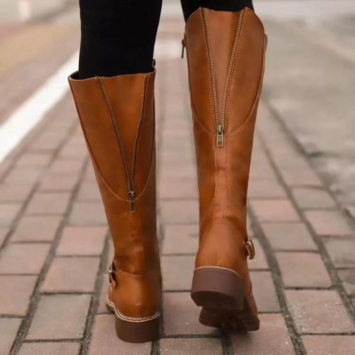 Round Toe Block Heels Boots