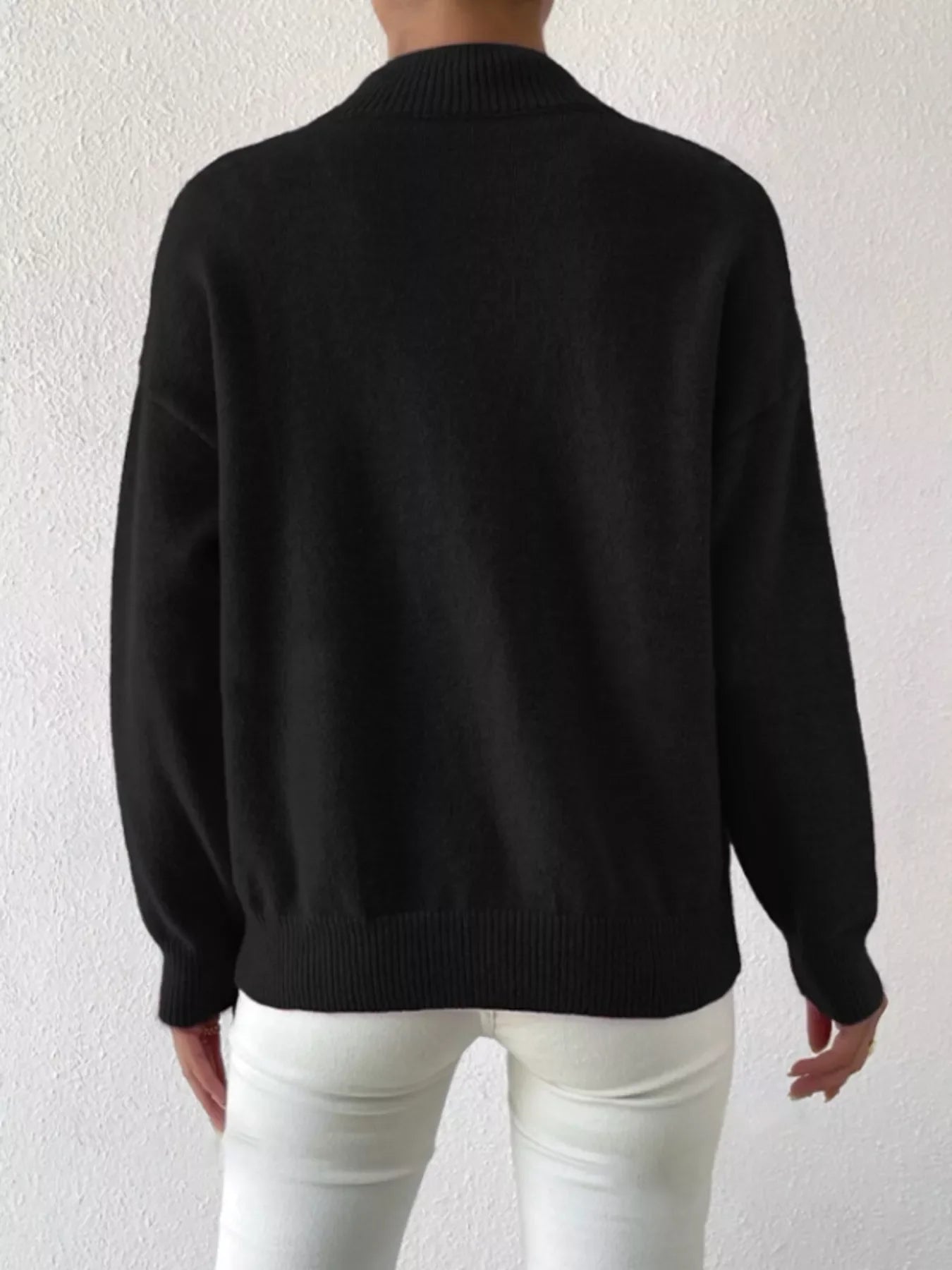 Mock Neck Dropped Shoulder Sweater