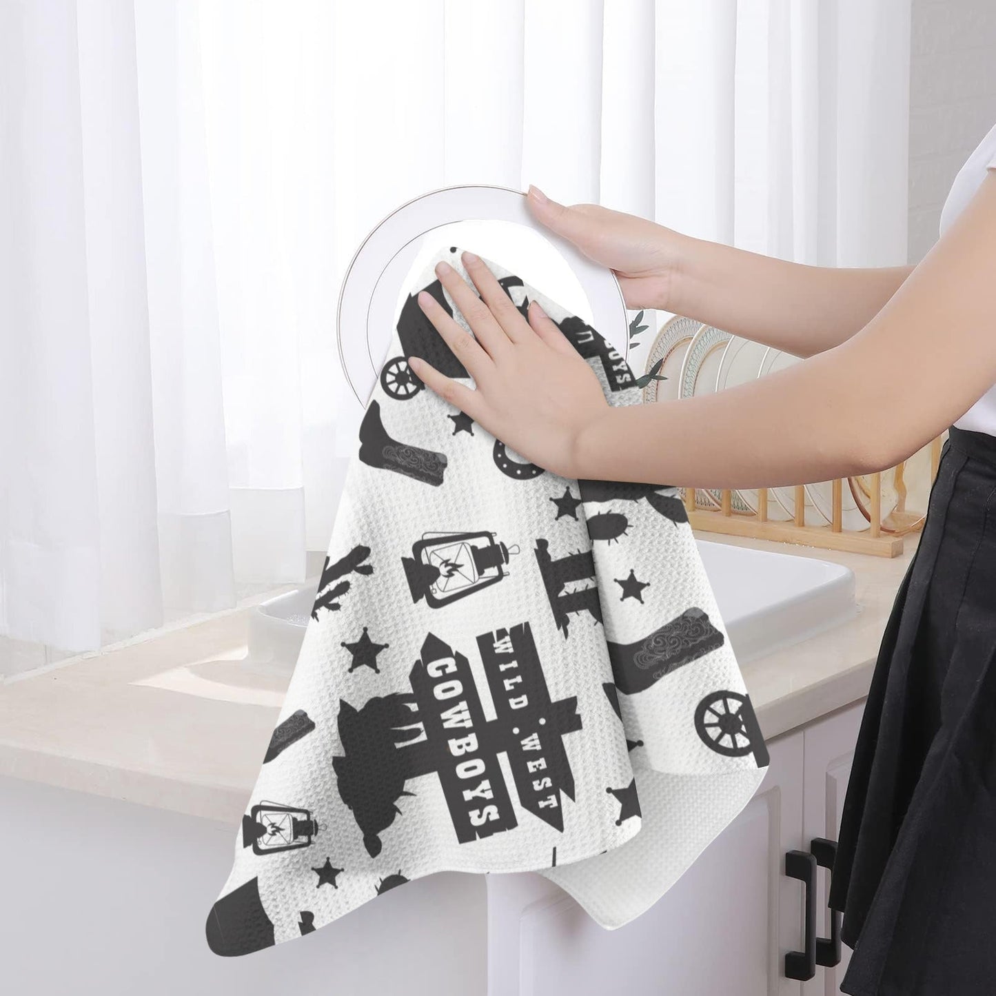 Baha Ranch Wild West Cowboys Set of 2 Dish Towels Made in America