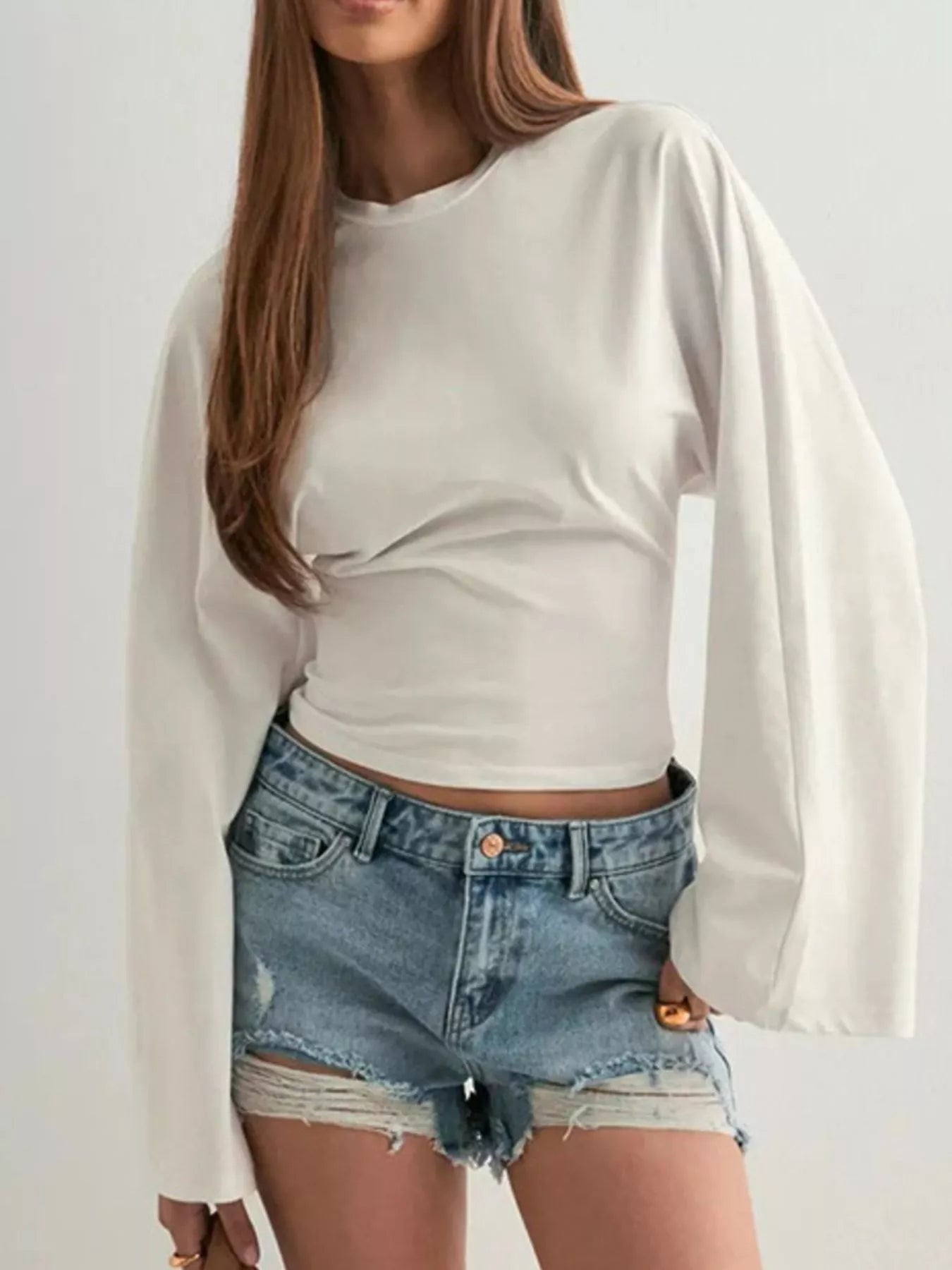 Full Size Long Sleeve Fitted T-Shirt Plus Size
