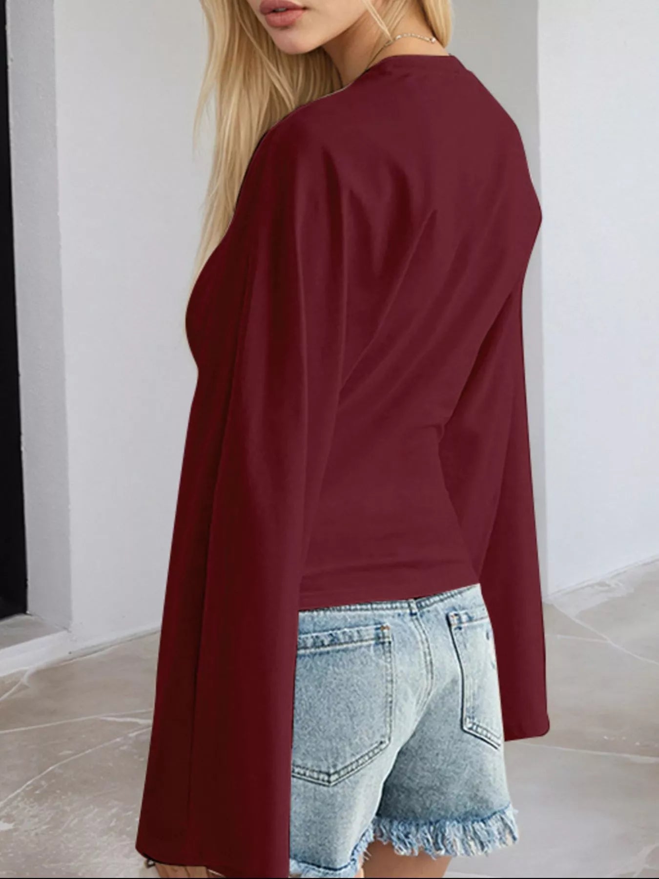 Full Size Long Sleeve Fitted T-Shirt Plus Size