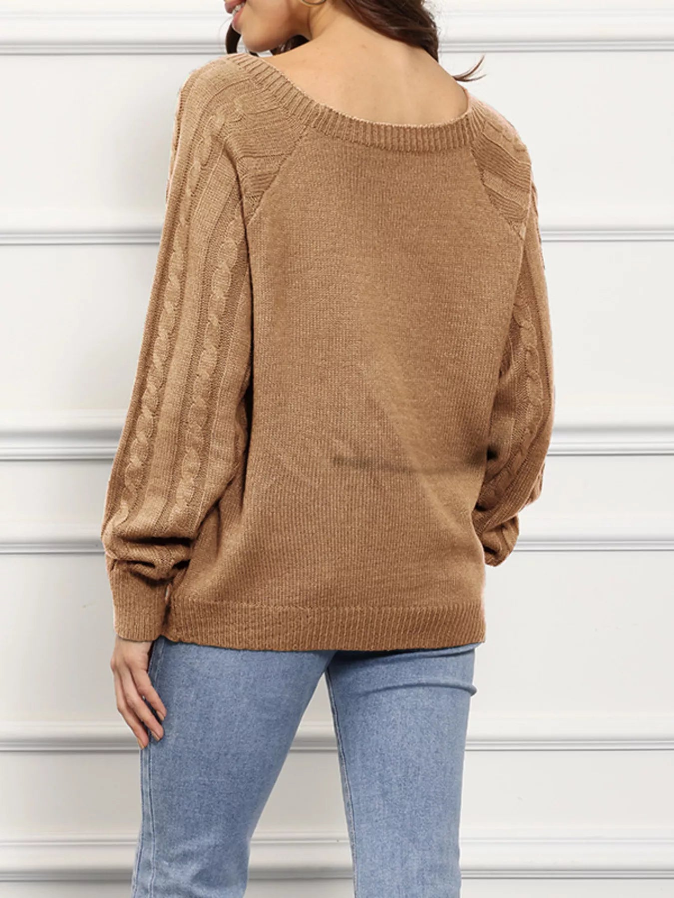 Cable Knit Boat Neck Sweater