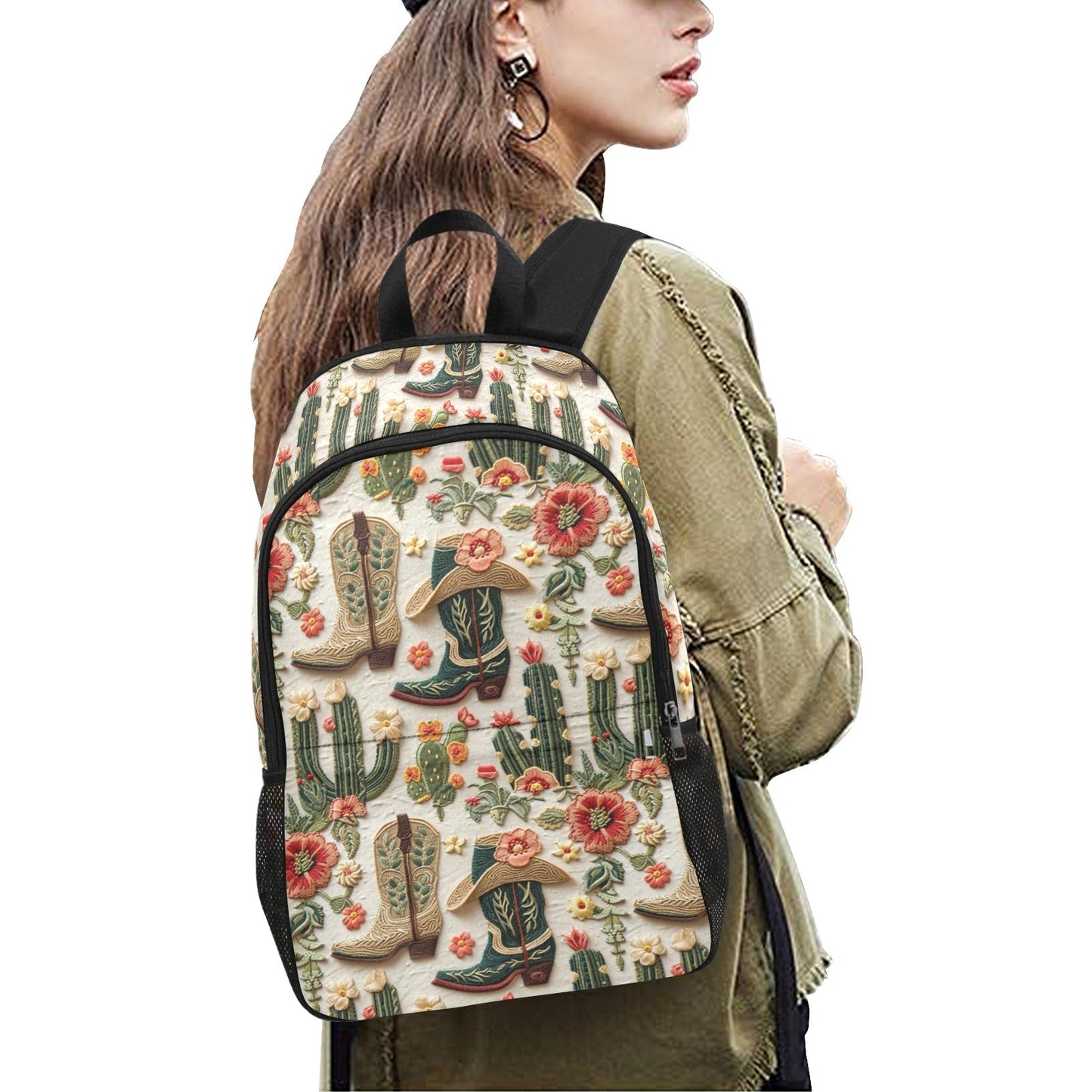 Baha Ranch Floral Boots Cactus Backpack