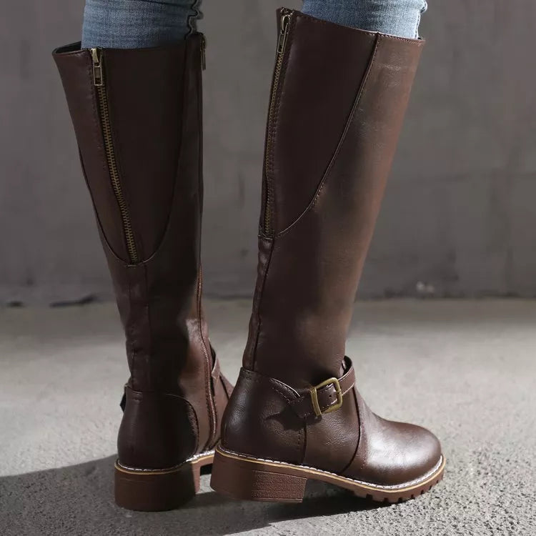 Round Toe Block Heels Boots