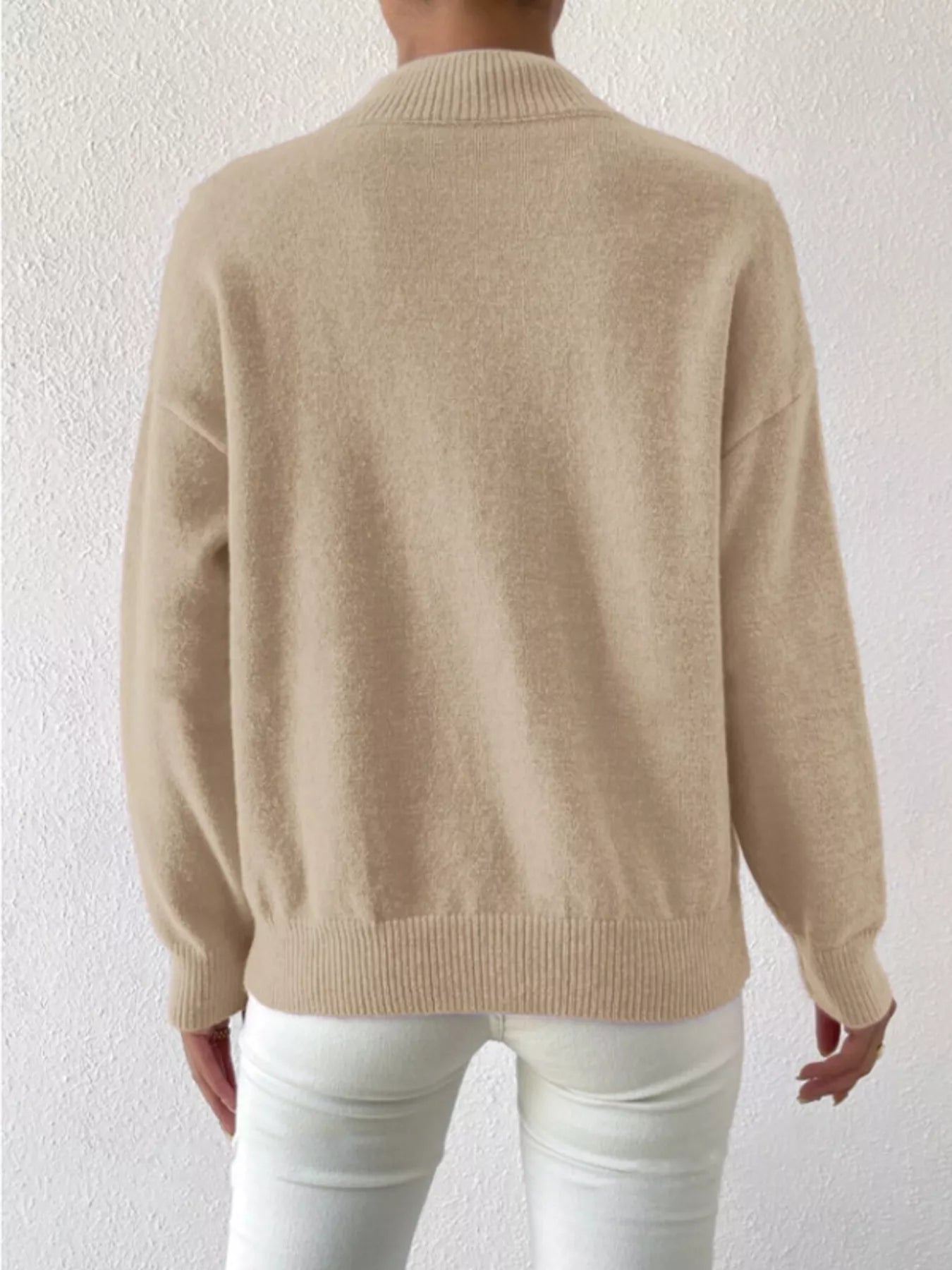 Mock Neck Dropped Shoulder Sweater
