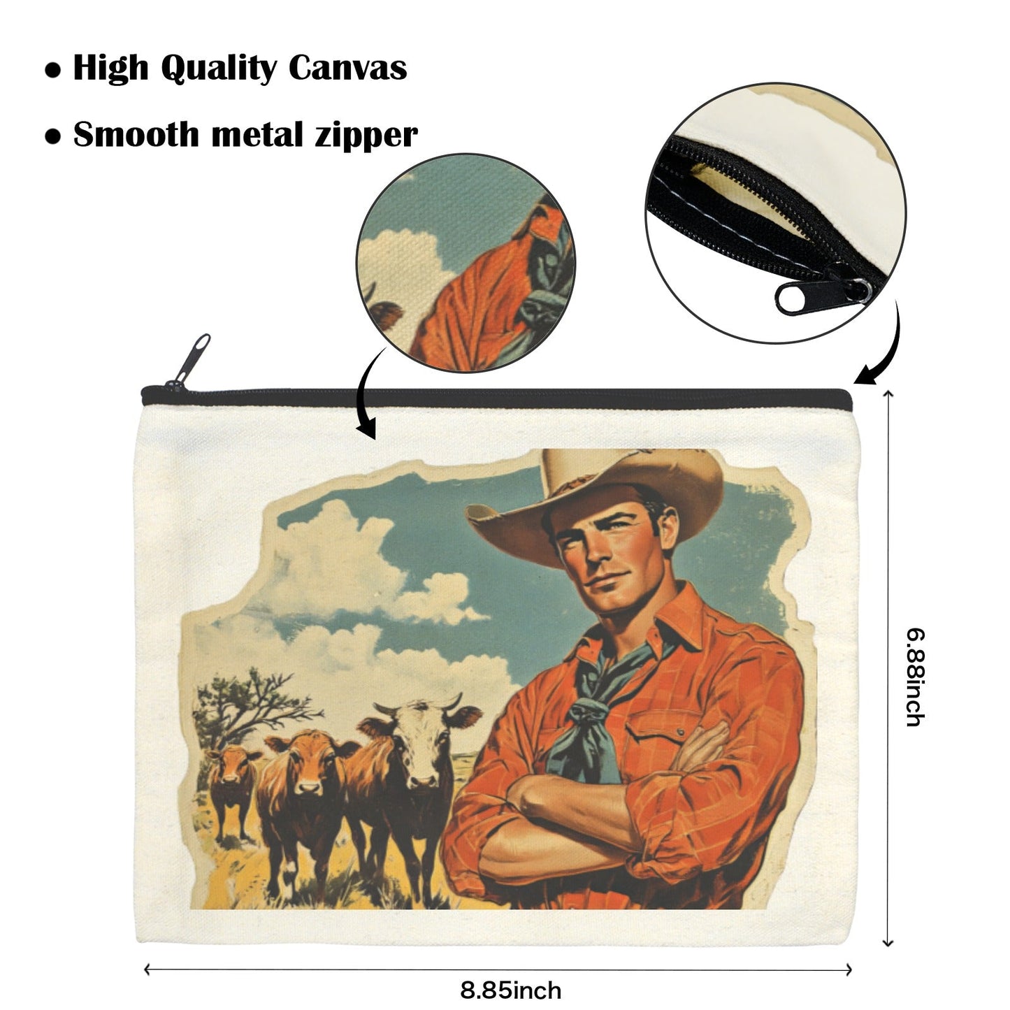 Baha Ranch Cowboy Cattle Rancher pack of 5 Cosmetic Bags Made in America