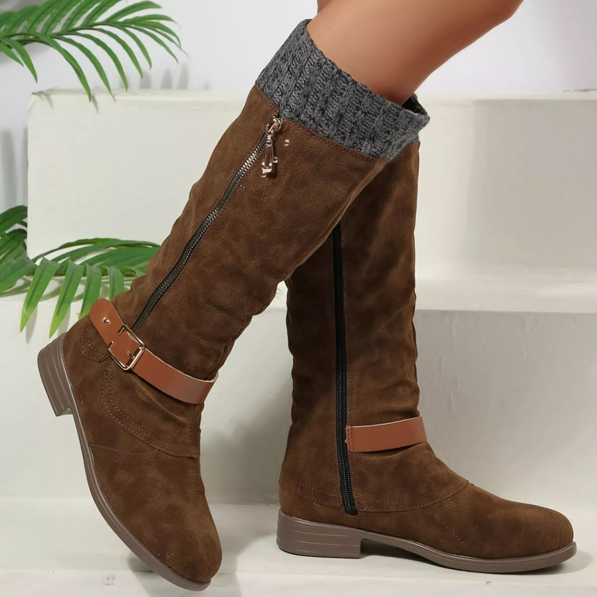 Round Toe Block Heels Boots
