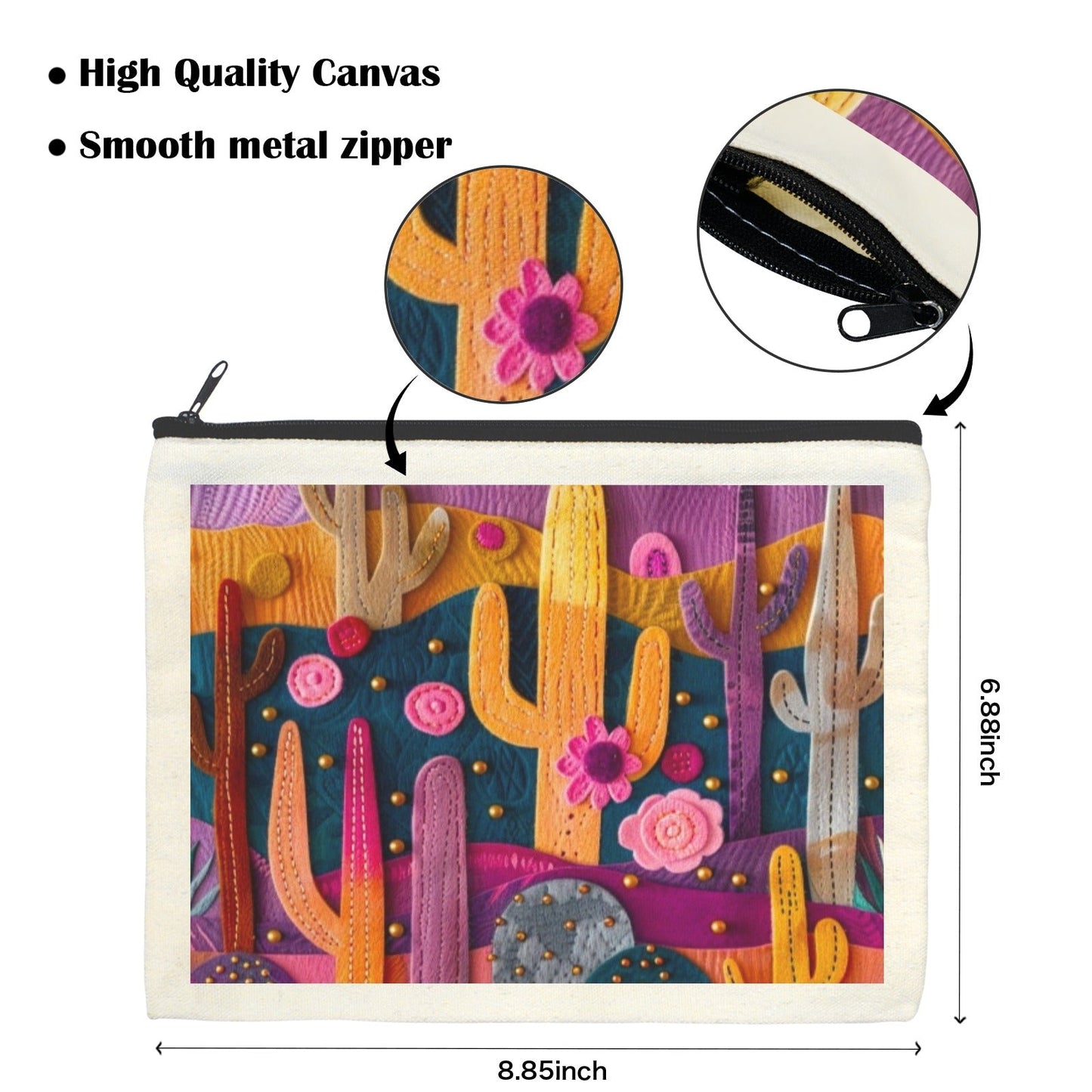 Baha Ranch Printed Cactus Cosmetic Bag Pack of 5 Made in America