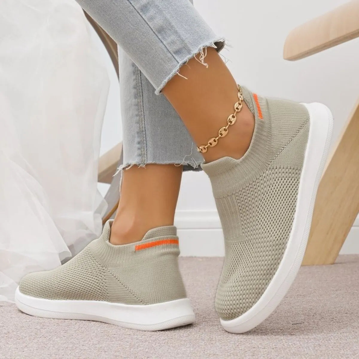 Breathable Knit Slip-Ons