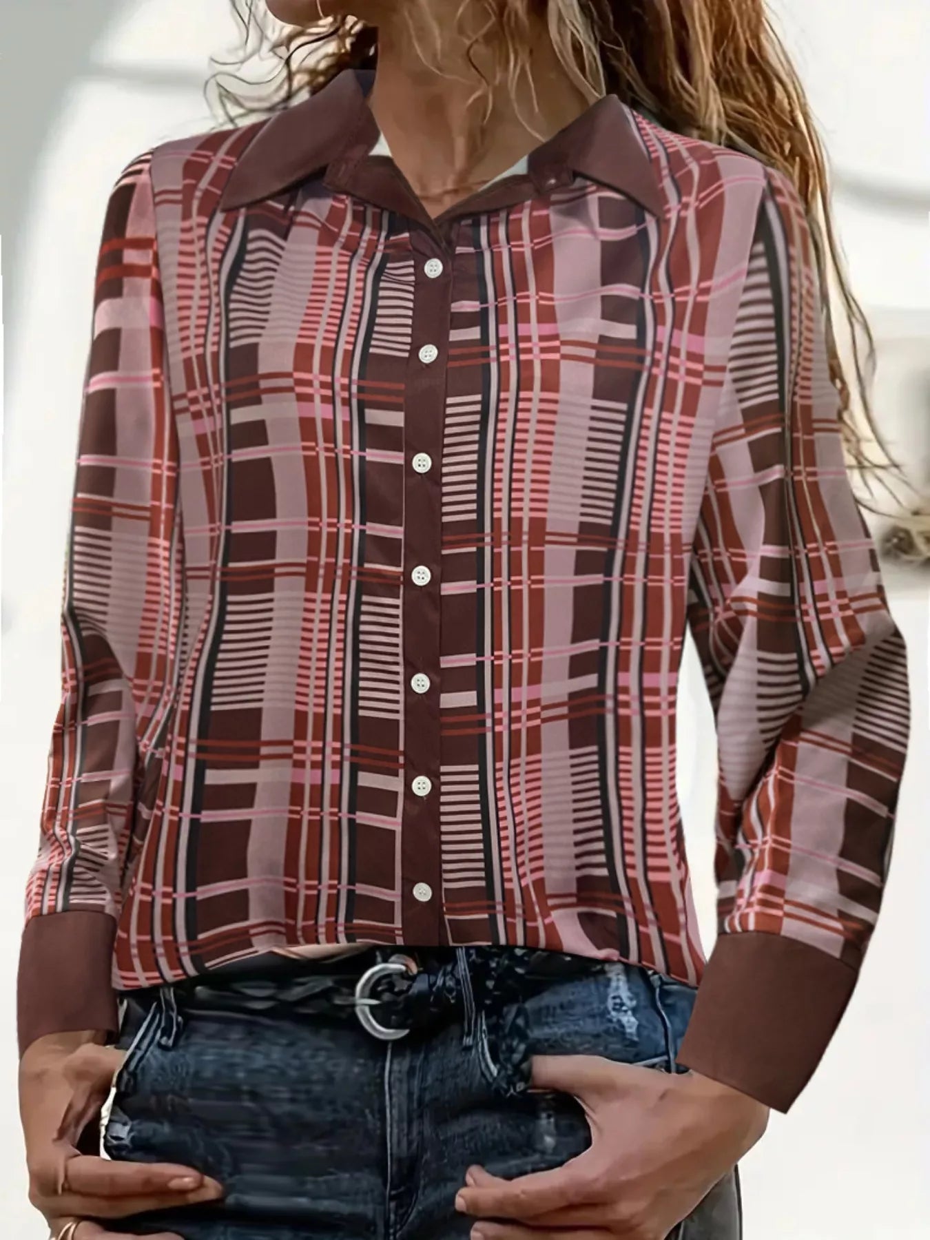 Plus Size Plaid Button-Down Shirt