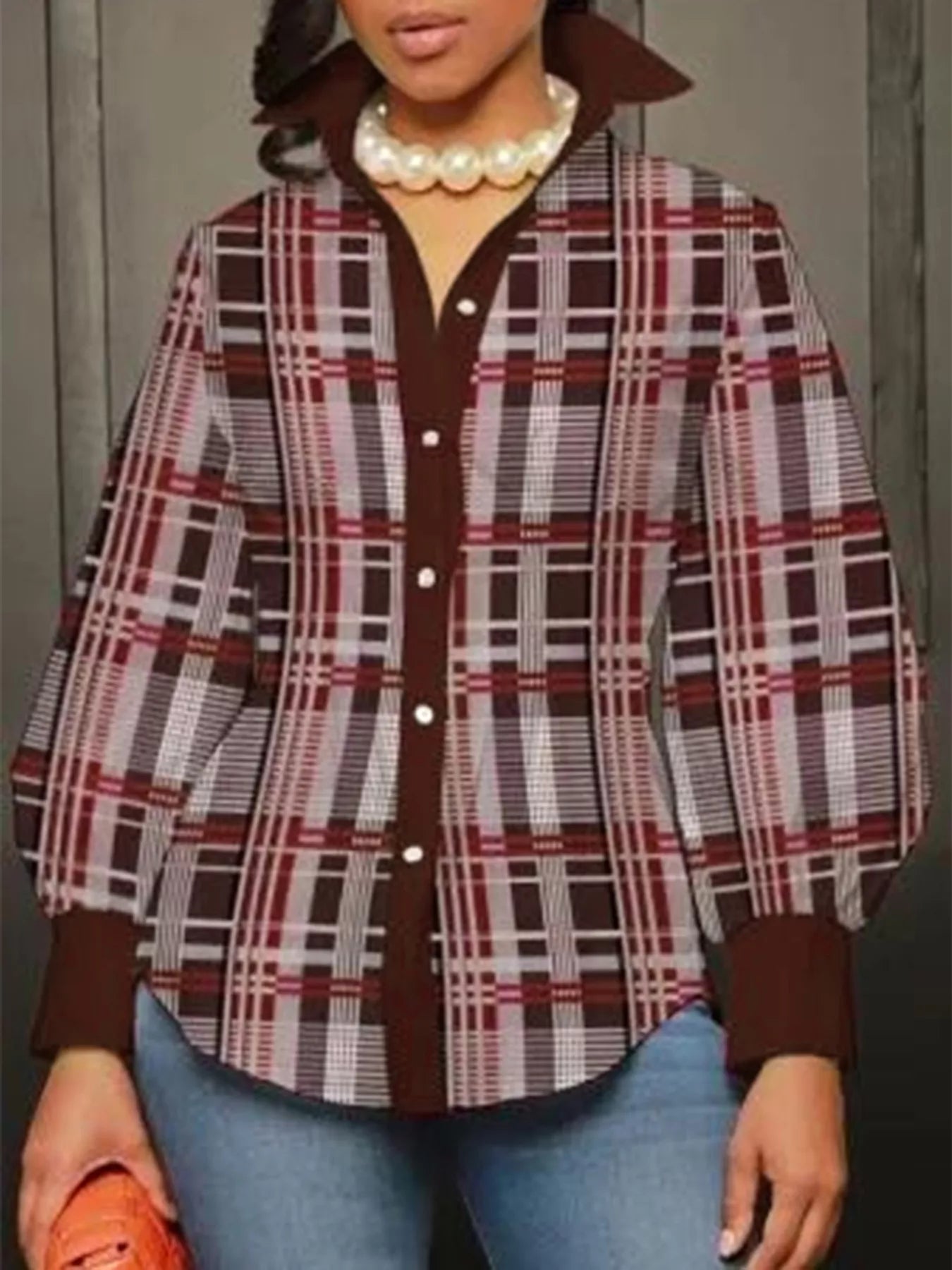 Plus Size Plaid Button-Down Shirt
