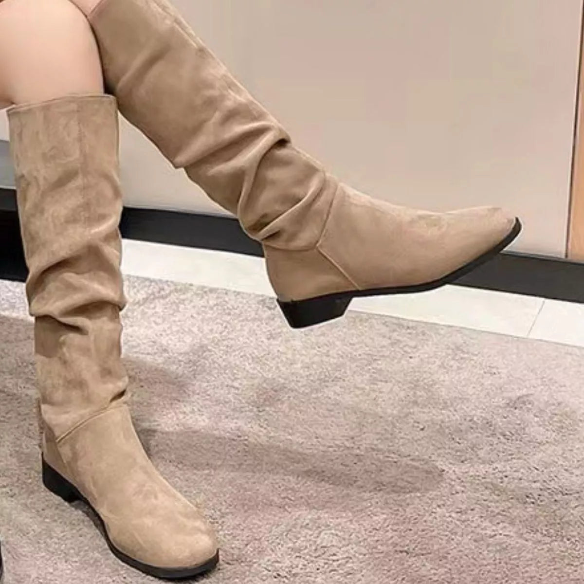 Round Toe Block Heels Boots