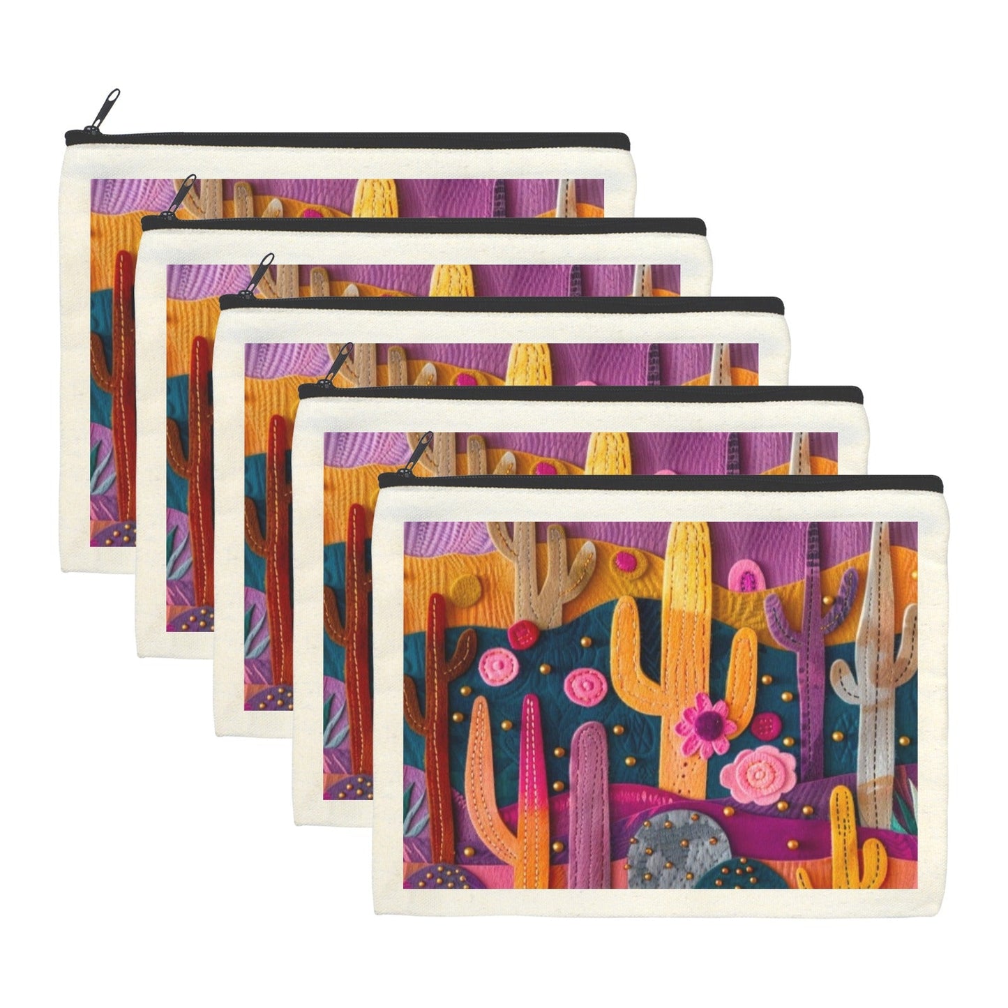 Baha Ranch Printed Cactus Cosmetic Bag Pack of 5 Made in America