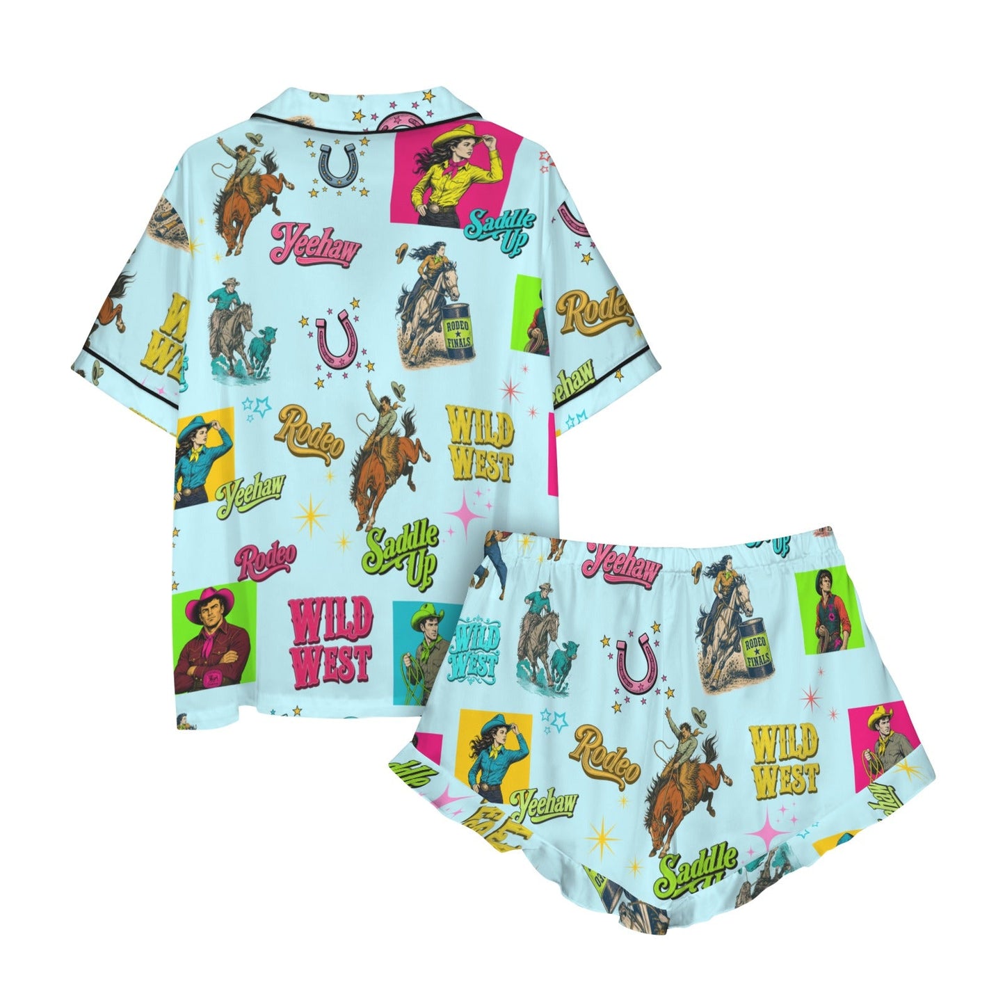 Baha Ranch The Last Roundup Western Rodeo Satin Pajama Set