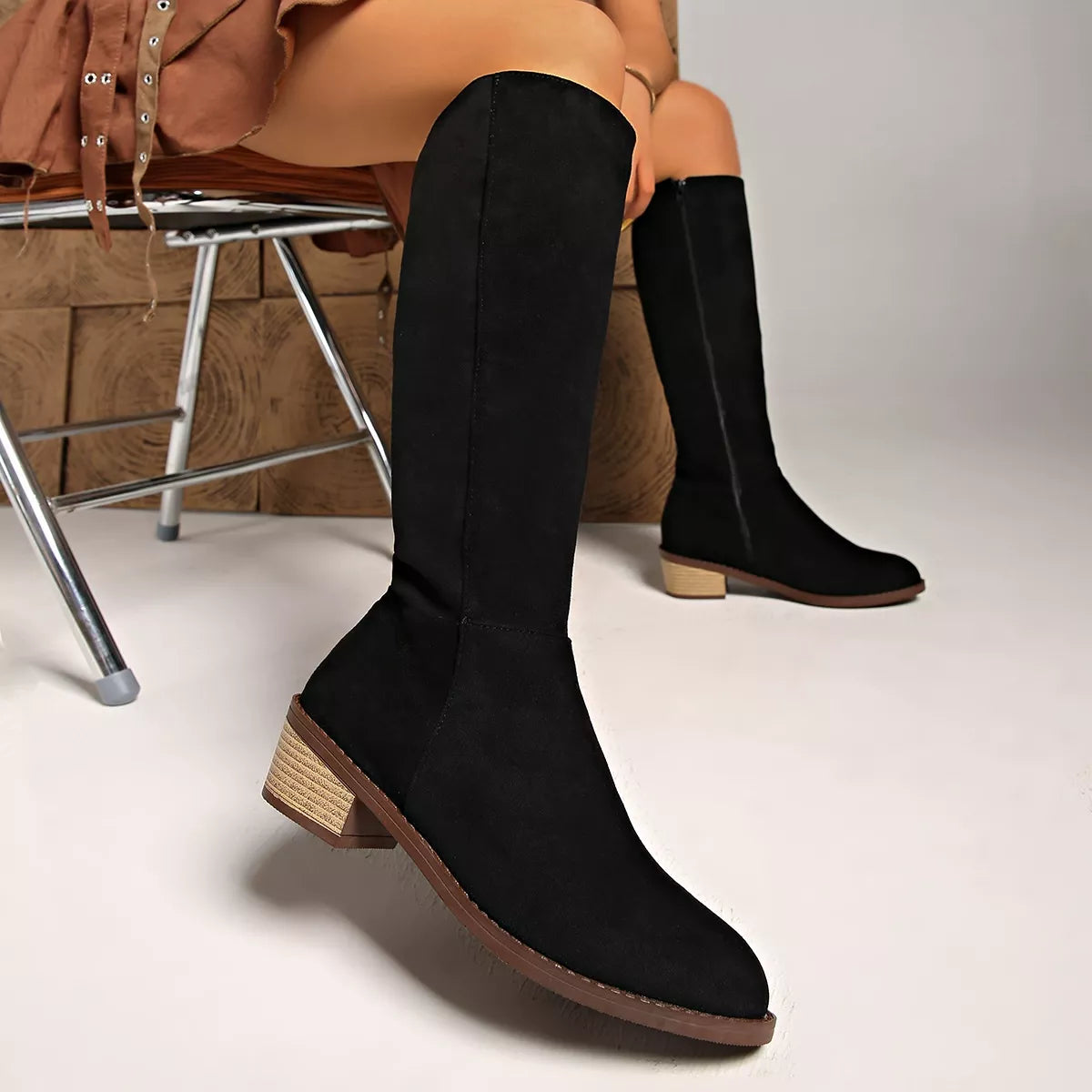 Knee-High Block Heel Boots