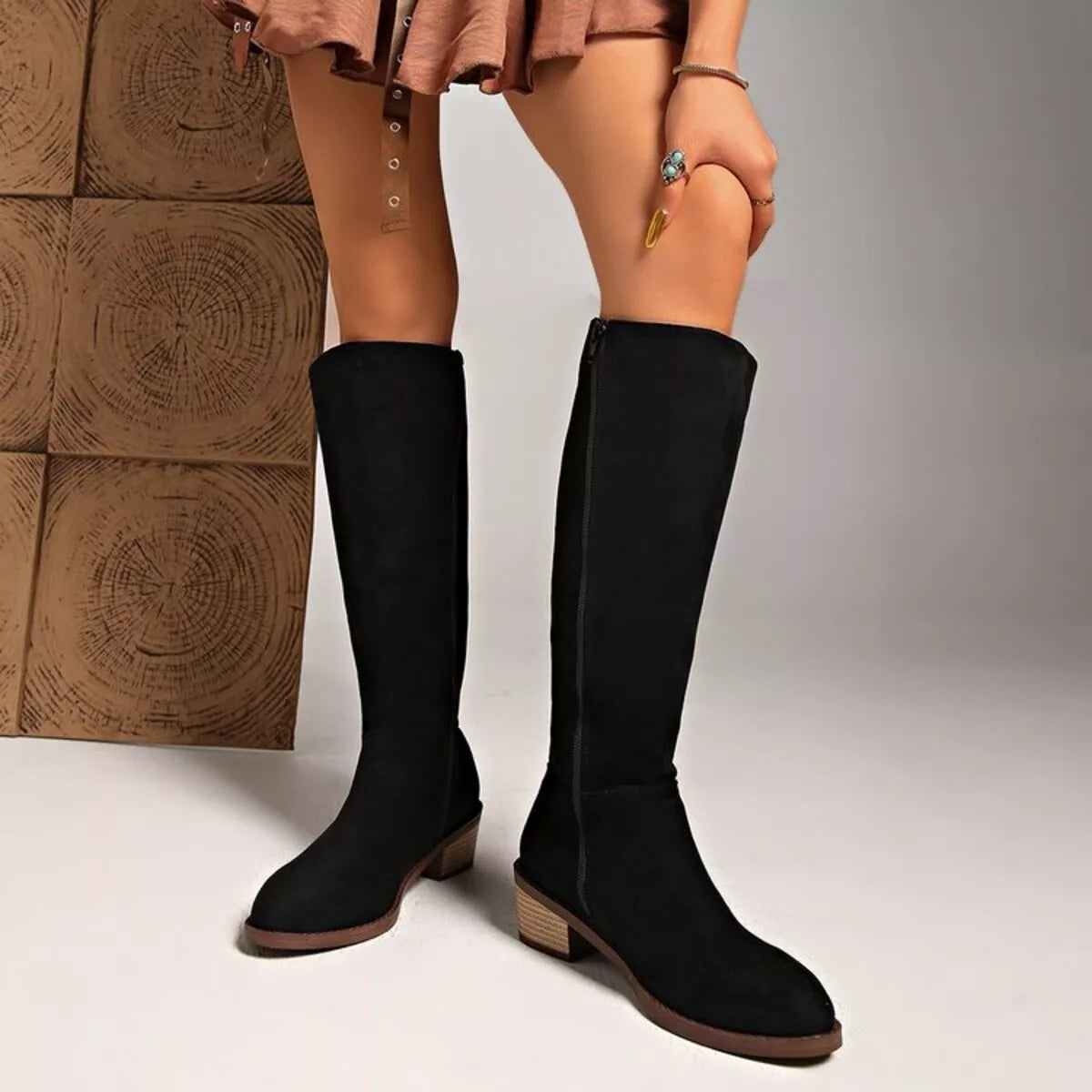 Knee-High Block Heel Boots