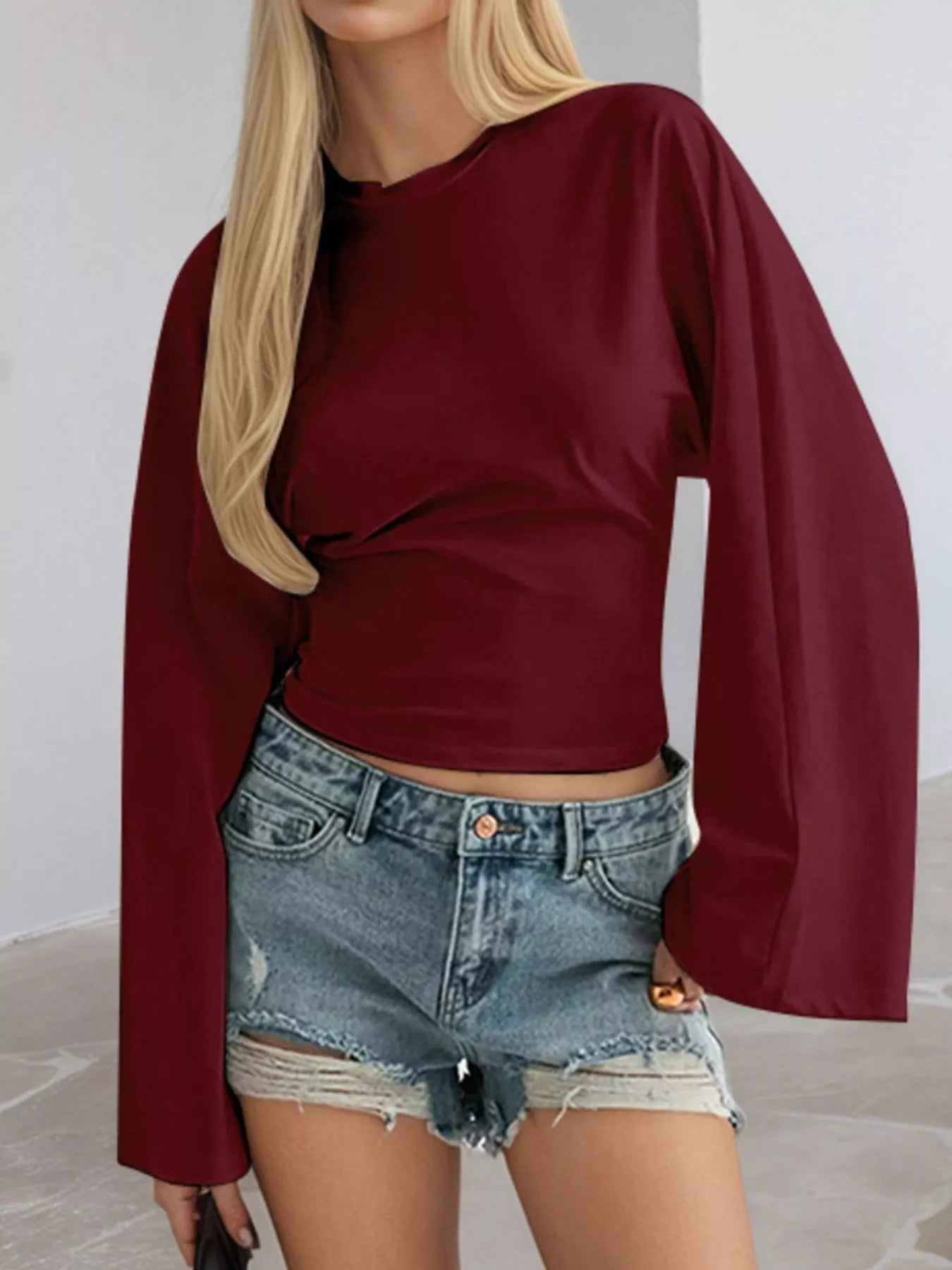 Full Size Long Sleeve Fitted T-Shirt Plus Size