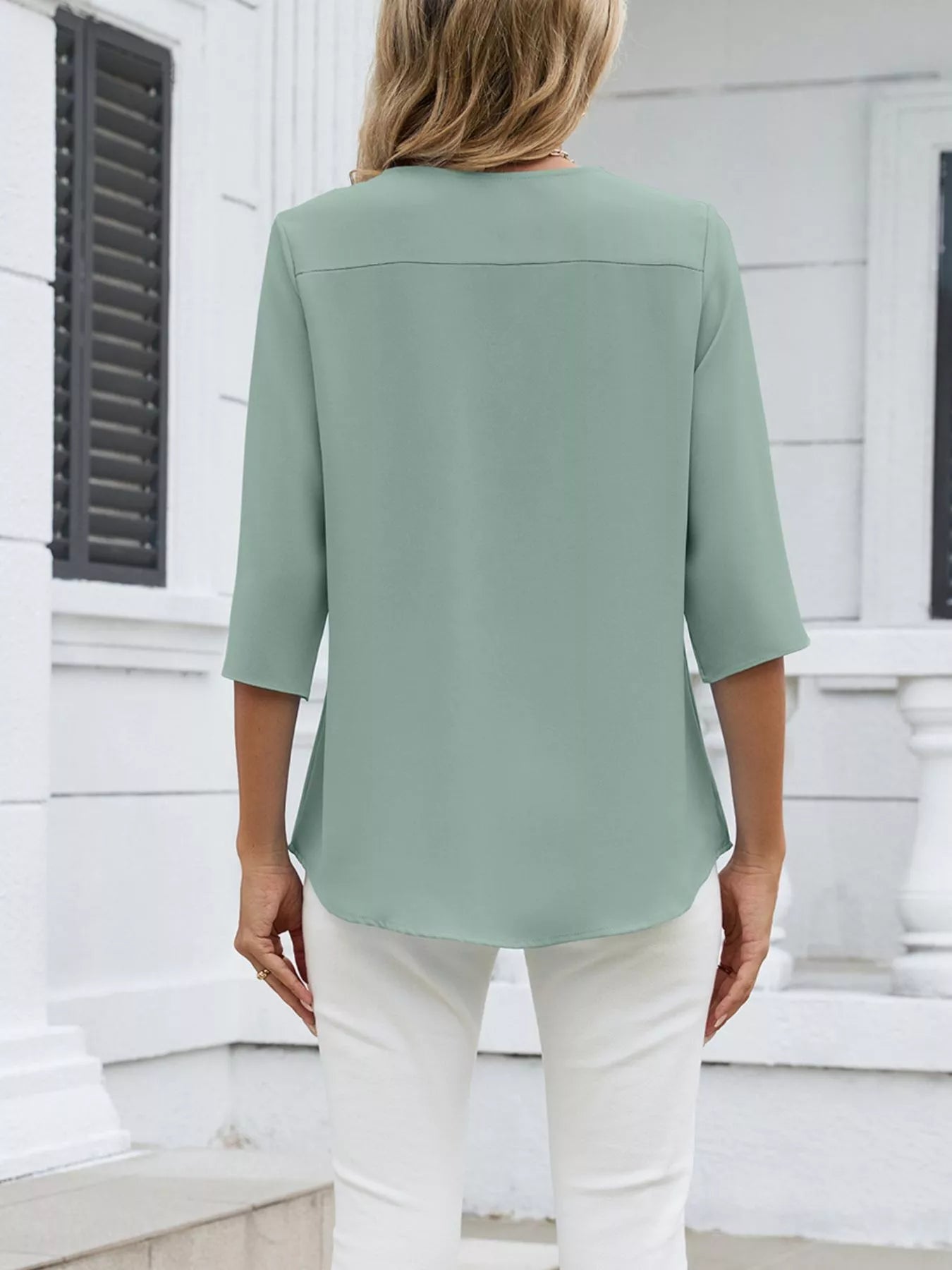 V-Neck 3/4 Sleeve Blouse