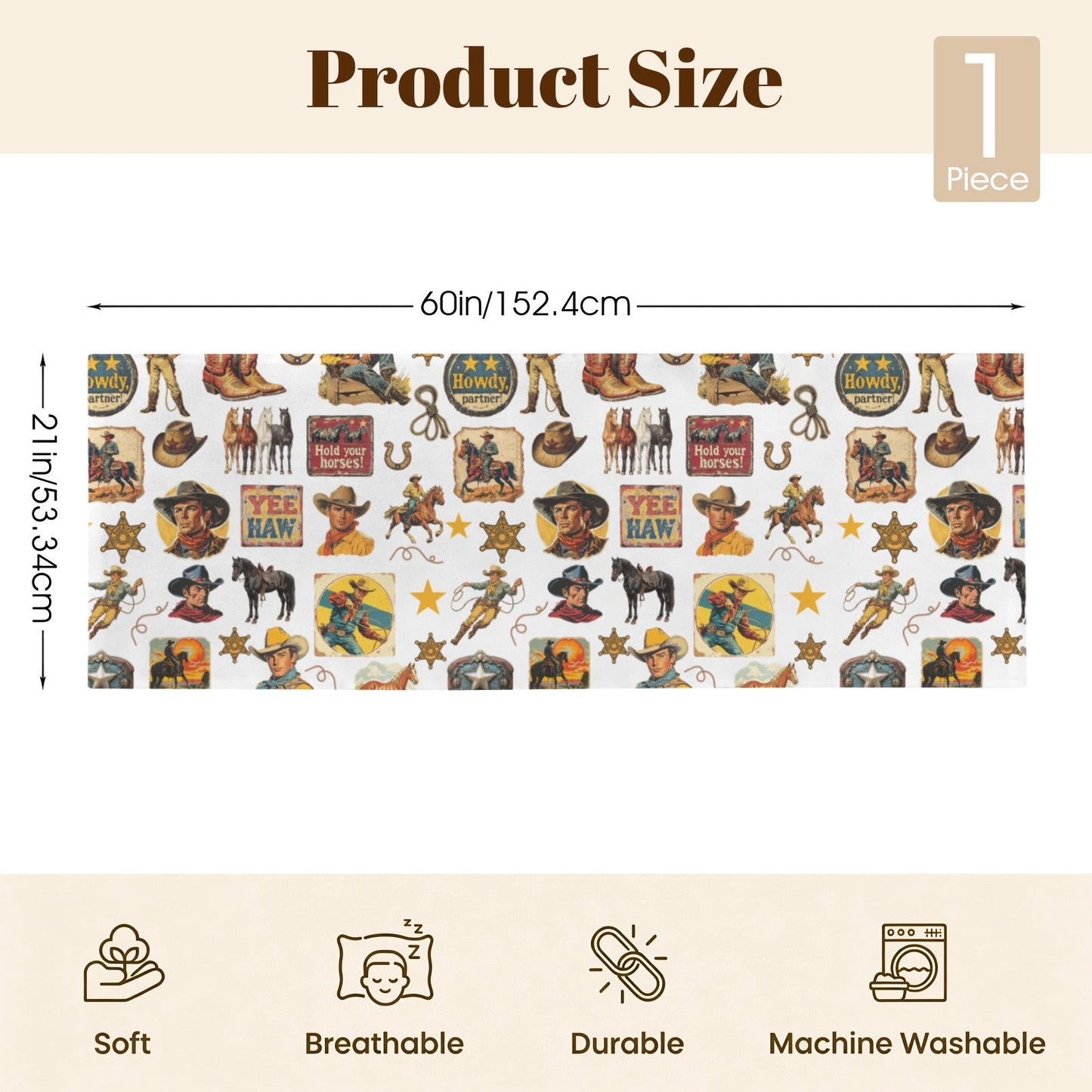 Baha Ranch Vintage Cowboy Body Pillow Cover Made in America