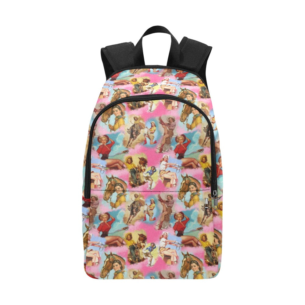 Baha Ranch Vintage Cowgirl Collage Backpack