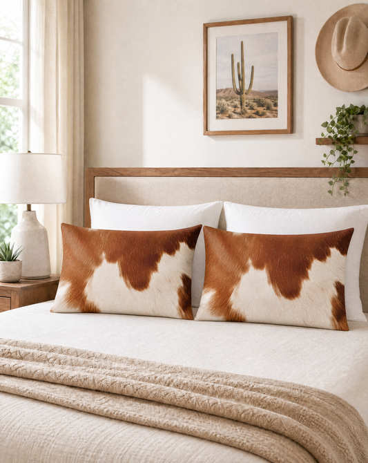 Baha Ranch Cowhide Print Pillowcase Made in America